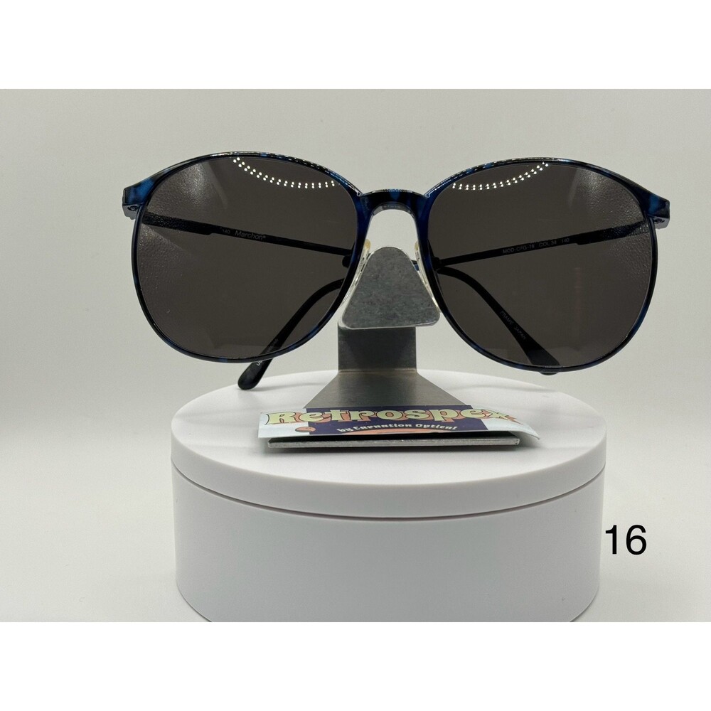 Vintage Oversize Sunglasses NOS Preppy Round Grey Lens  Blue Tort Frame 80s-90s